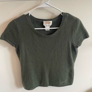 cropped wool short sleeve top